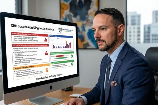 GBP suspension audit analysis interface showing diagnostic results